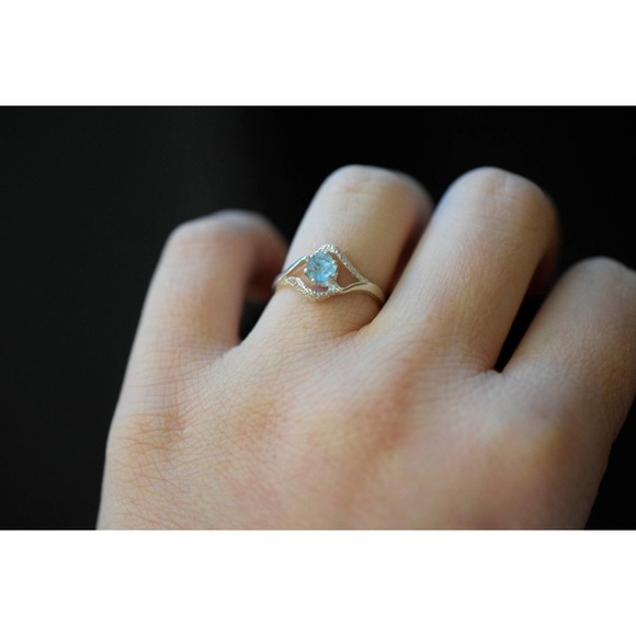 Aquamarine Engagement Ring Rough Blue Gemstone Natural Uncut Aquamarine … - Picture 1 of 2